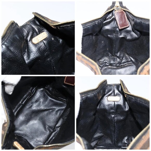 FENDI Zucca Canvas Vanity Hand Bag Black Brown Auth 150140 - Picture 15 of 16